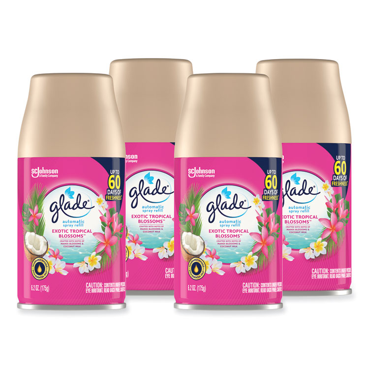 Glade Automatic Air Freshener, Exotic Tropical Blossoms, 6.2 oz, 4/Carton (SJN344755)