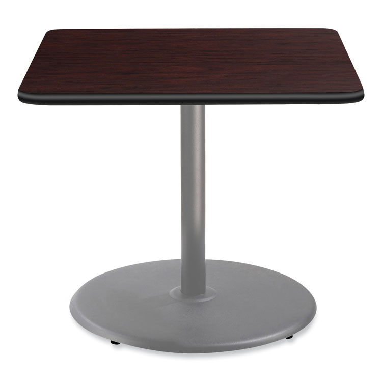 NPS Cafe Table, 36w x 36d x 30h, Square Top/Round Base, Mahogany Top, Gray Base (NPSCG33636RD1MY)