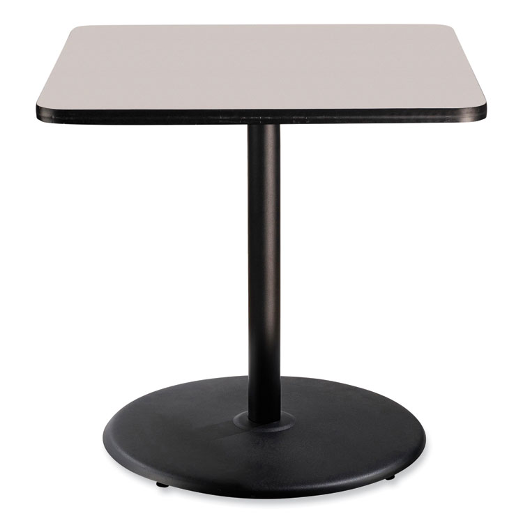 NPS Cafe Table, 36w x 36d x 36h, Square Top/Round Base, Gray Nebula Top, Black Base (NPSCT33636RC1GY)