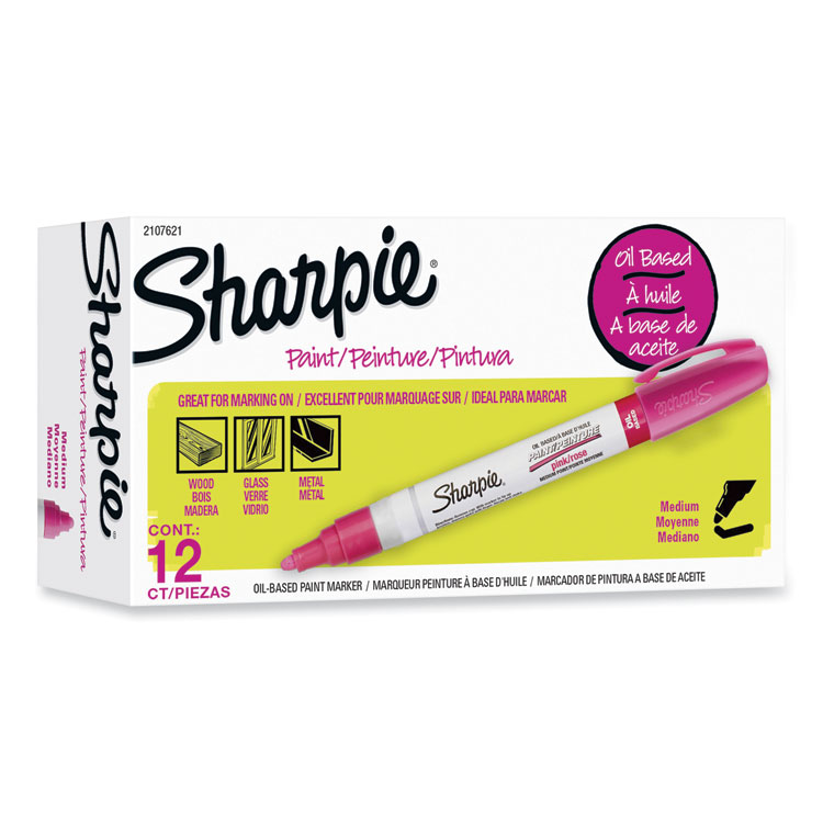 Sharpie Permanent Paint Marker, Medium Bullet Tip, Pink, Dozen (SAN2107621)