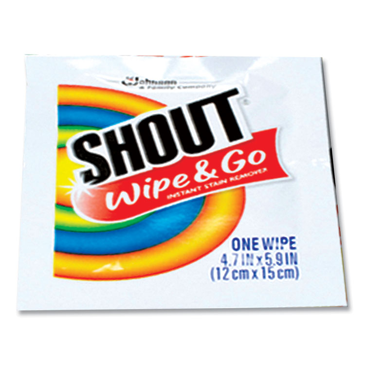 Shout Wipe and Go Instant Stain Remover, 4.7 x 5.9, Unscented, White, 80 Packets/Carton (SJN686661)