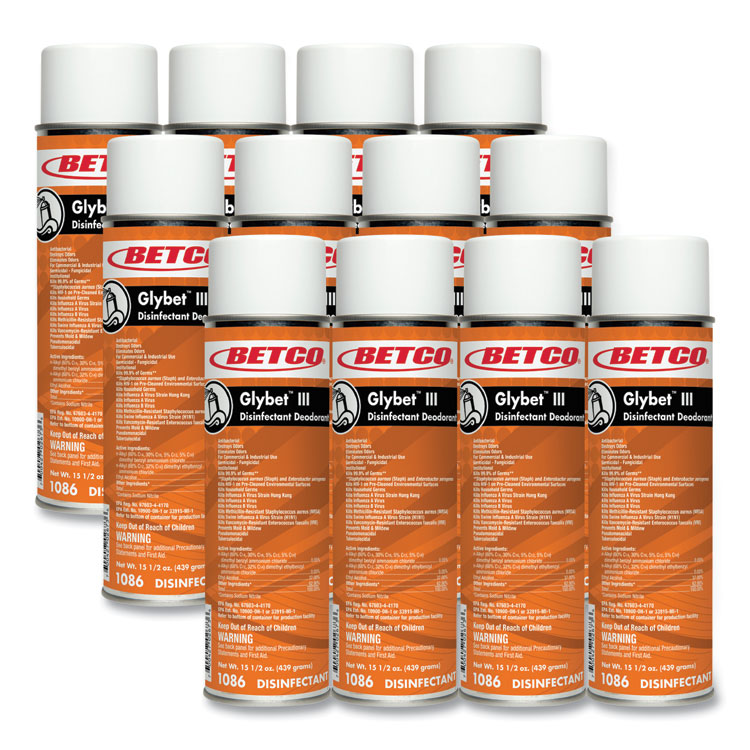BETCO CORPORATION Glybet III Disinfectant, Citrus Bouquet Scent, 15.5 oz Aerosol Spray, 12/Carton (BET10862300)