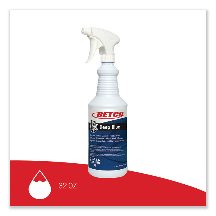 BETCO CORPORATION Deep Blue Glass and Surface Cleaner, Ammonia Scent, 32 oz Bottle, 12/Carton (BET1081200)