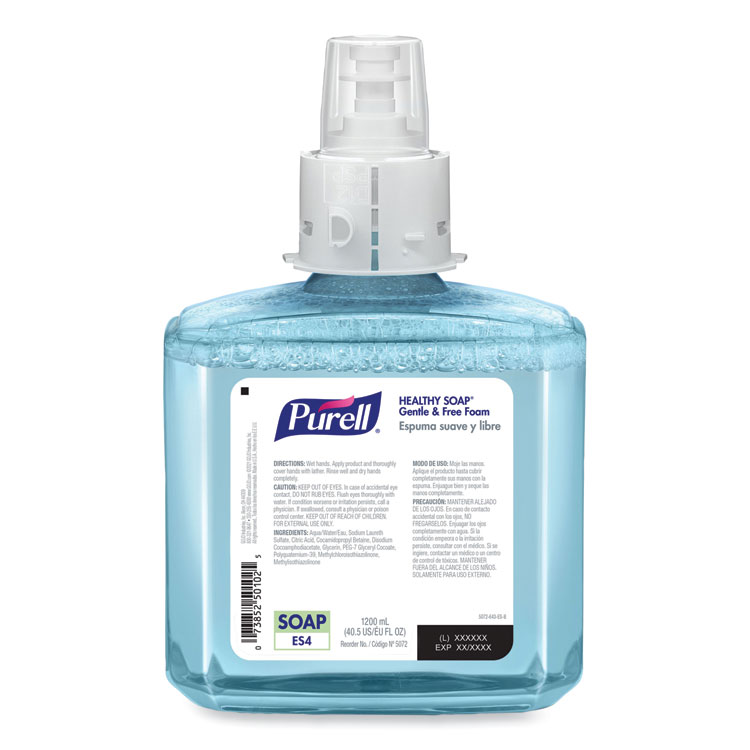 PURELL HEALTHY SOAP Gentle and Free Foam Refill, For ES4 Dispensers, Fragrance-Free, 1,200 mL, 2/Carton (GOJ507202)