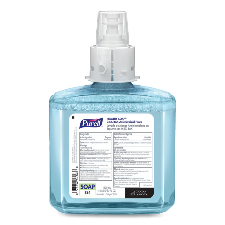 PURELL HEALTHY SOAP 0.5% BAK Antimicrobial Foam Refill, For ES4 Dispensers, Light Citrus Floral Scent, 1,200 mL, 2/Carton (GOJ507902)