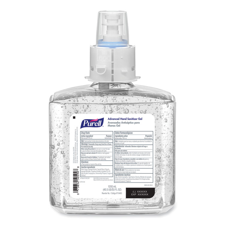 PURELL Advanced Hand Sanitizer Gel Refill, 1,200 mL, Clean Scent, For ES6 Dispensers, 2/Carton (GOJ646302)