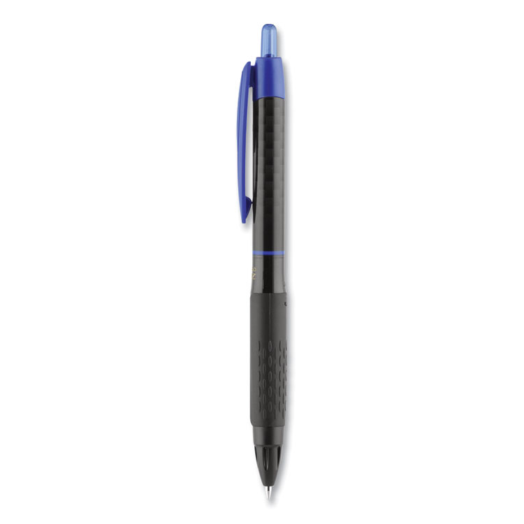 uniball 307 Gel Pen, Retractable, Fine 0.5 mm, Blue Ink, Black Barrel, Dozen (UBC1947088)