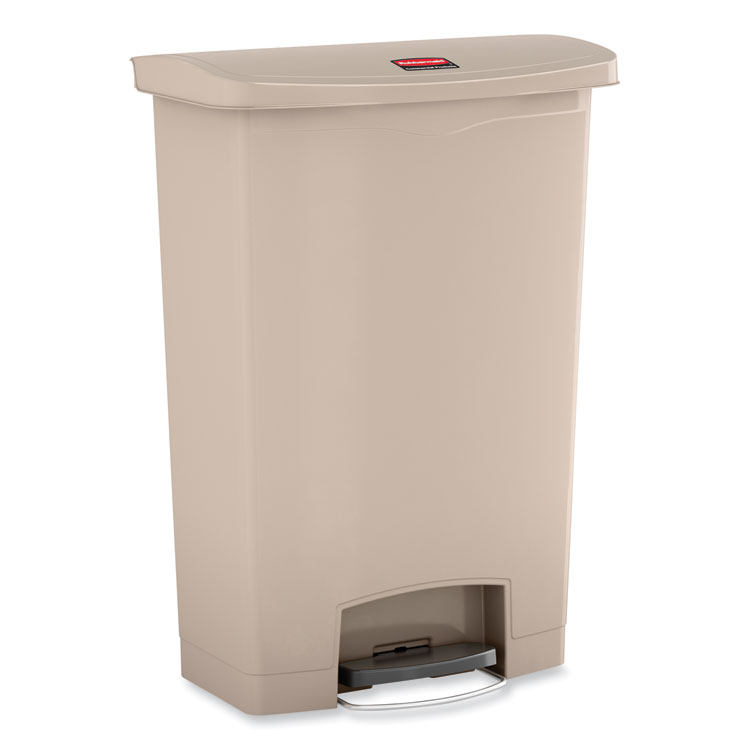 Slim Jim Streamline Resin Step-On Container, Front Step Style, 24 gal, Polyethylene, Beige (RCP1883552)