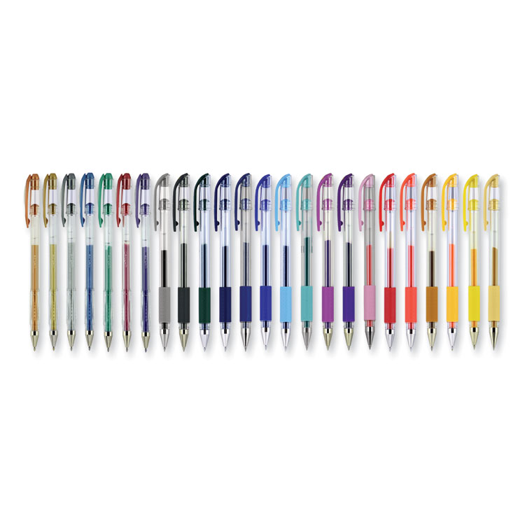 uniball Gel Pen, Stick, Assorted Sizes, Assorted Ink and Barrel Colors, 24/Pack (UBC2004056)