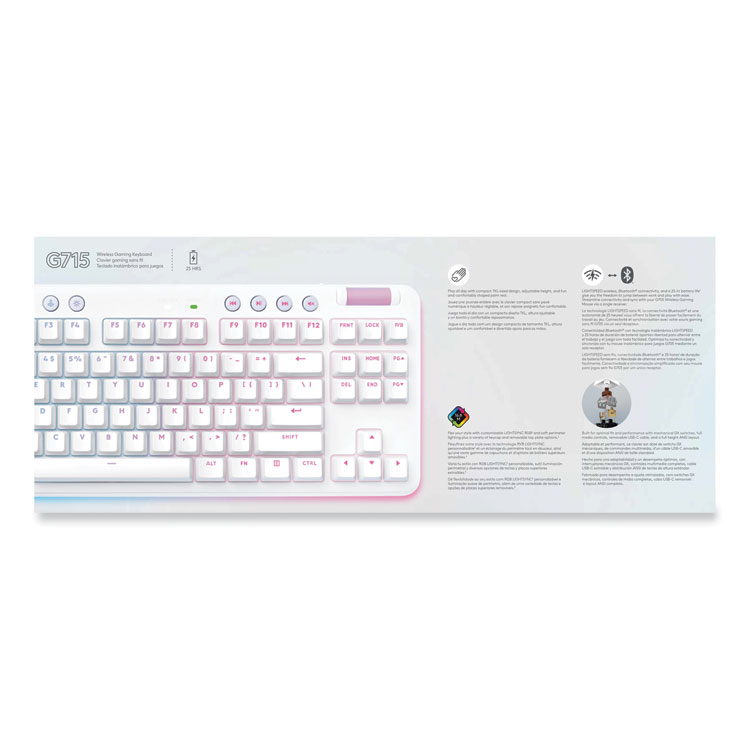 Logitech G715 Wireless Gaming Keyboard, 87 Keys, White (LOG920010453)