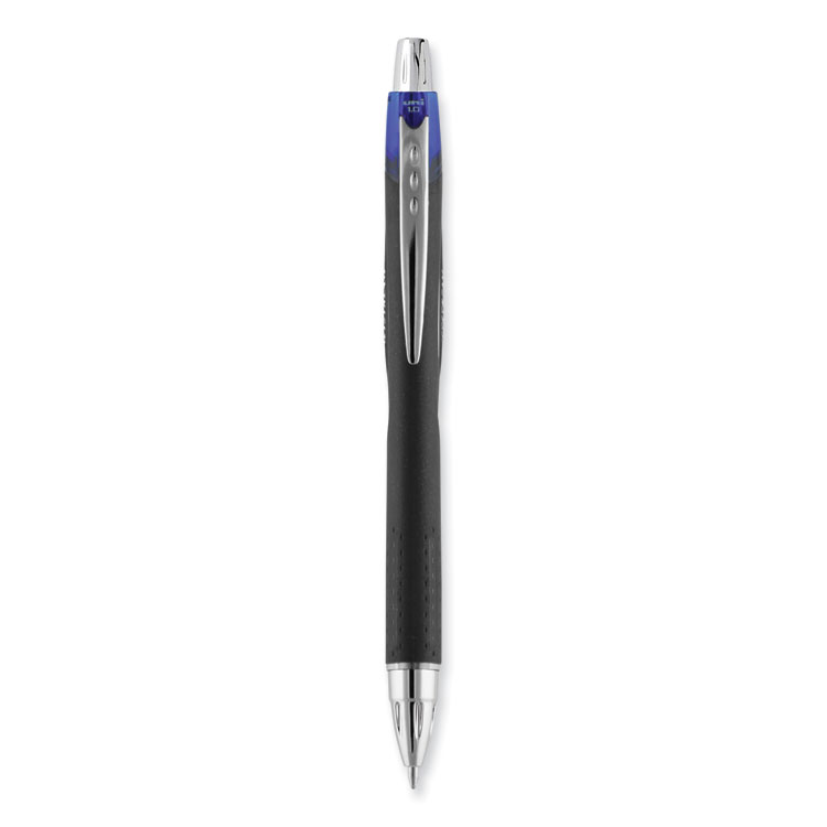 uniball Jetstream Retractable Hybrid Gel Pen, Bold 1 mm, Blue Ink, Black/Silver/Blue Barrel (UBC73833)