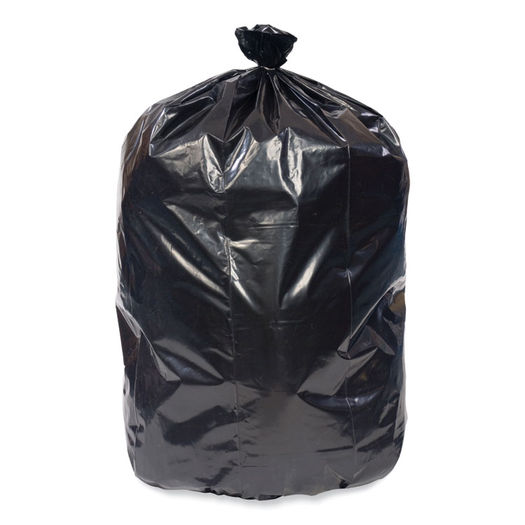 Pitt Plastics Eco Strong Plus Can Liners, 60 gal, 1.35 mil, 38" x 58", Black, Perforated Roll, 100/Carton (PITPCRL3858SHK)