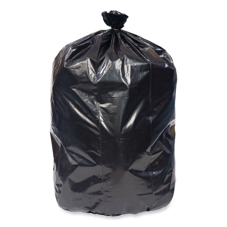 Pitt Plastics Eco Strong Plus Can Liners, 40 gal, 1.35 mil, 40" x 46", Black, Perforated Roll, 100/Carton (PITPCRL4046SHK)
