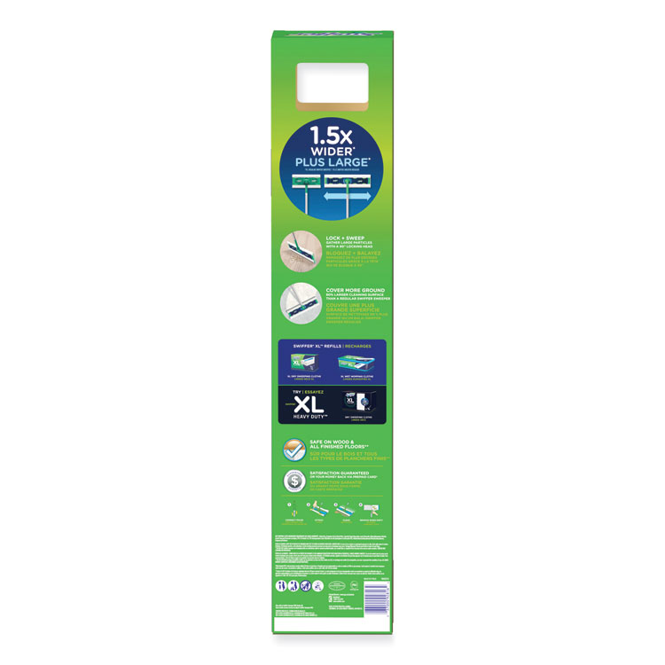 Swiffer Sweeper Mop, 16.5 x 9 White Cloth Head, 46" Green/Silver Aluminum/Plastic Handle (PGC01096)