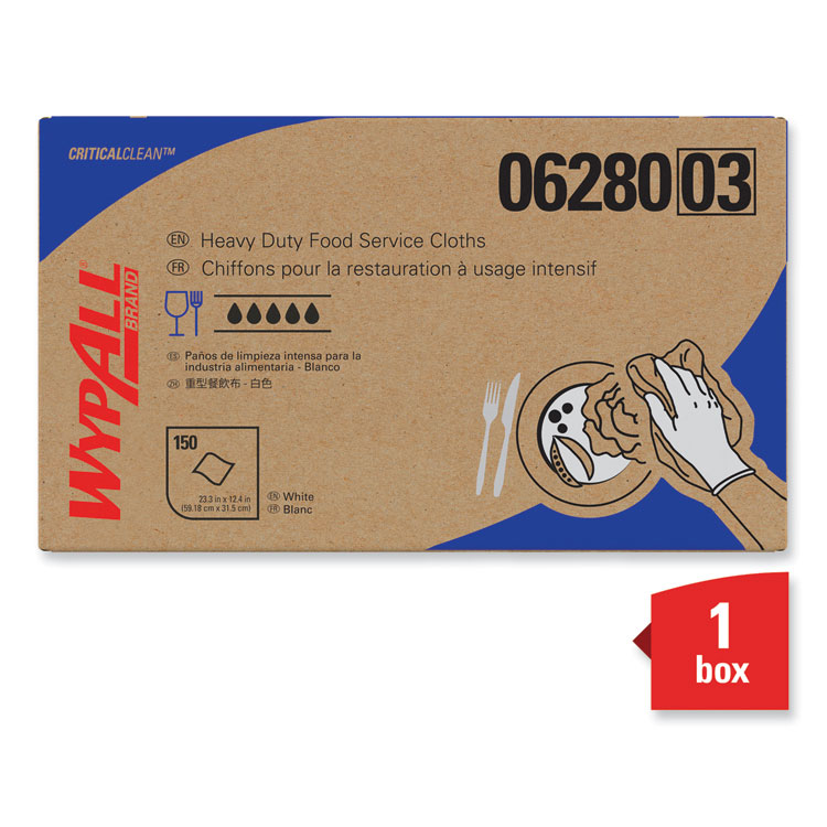 All X80 Foodservice Towel, Kimfresh Antimicrobial Hydroknit, 12 x 23.4, Unscented, White/Blue Stripe, 150/Carton (KCC06280)