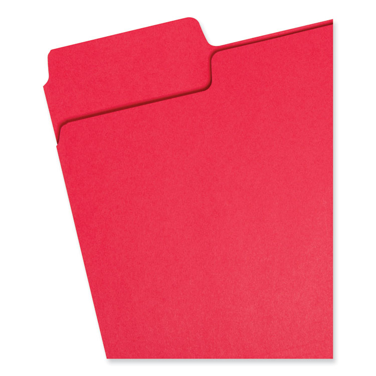 Smead SuperTab Colored File Folders, 1/3-Cut Tabs: Assorted, Letter Size, 0.75" Expansion, 11-pt Stock, Red, 100/Box (SMD11983)