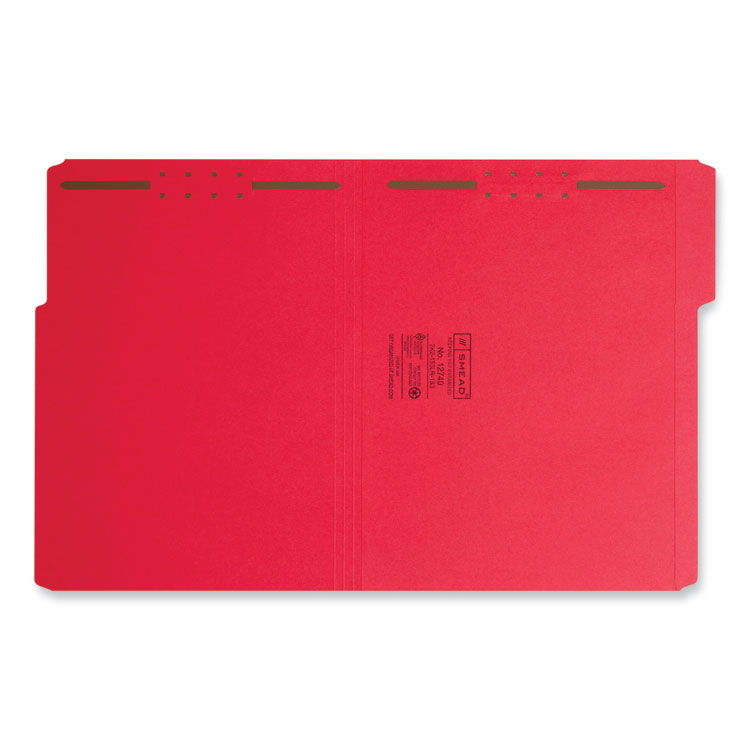 Smead Top Tab Colored Fastener Folders, 0.75" Expansion, 2 Fasteners, Letter Size, Red Exterior, 50/Box (SMD12740)
