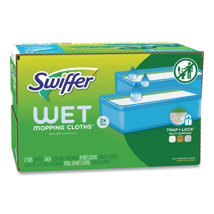 Swiffer Sweeper TRAP + LOCK Wet Mop Cloth, 8 x 10, White, Open Window Scent, 38/Pack (PGC00742)