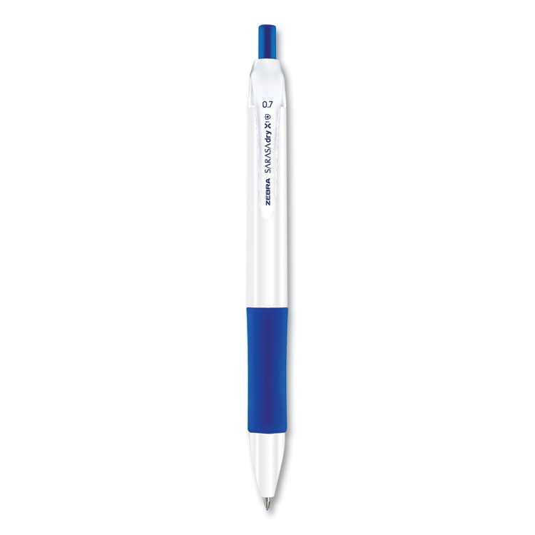 Zebra Sarasa Dry X1+ Retractable Gel Pen, Medium 0.7 mm, Blue Ink, White/Blue Barrel, 12/Pack (ZEB41520)