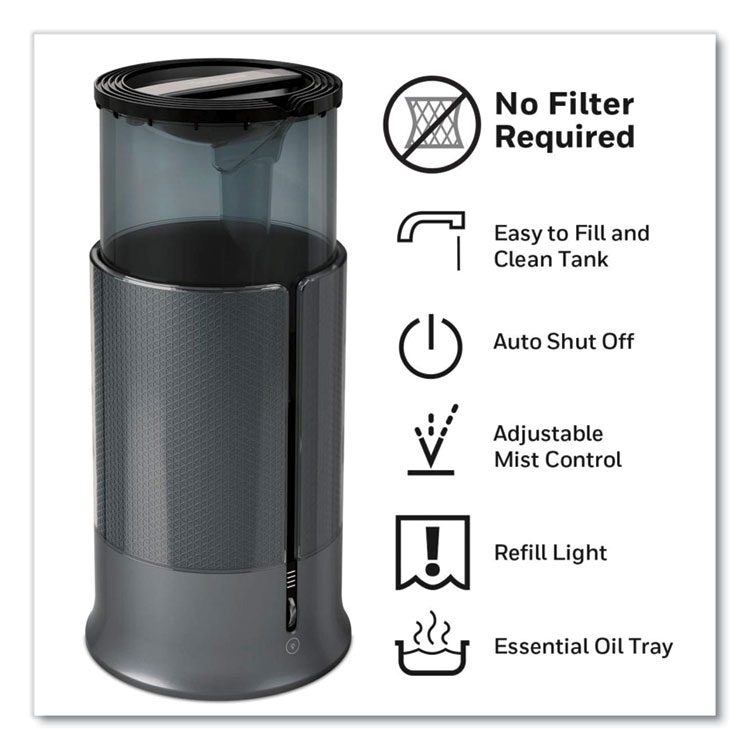 Honeywell Filter Free Ultrasonic Cool Mist Humidifier, 1.25 gal, 8.8 x 8.8 x 13.2, Black (HWLHUL430B)