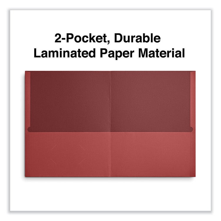 Universal Two-Pocket Portfolio, Embossed Leather Grain Paper, 11 x 8.5, Red, 25/Box (UNV56611)
