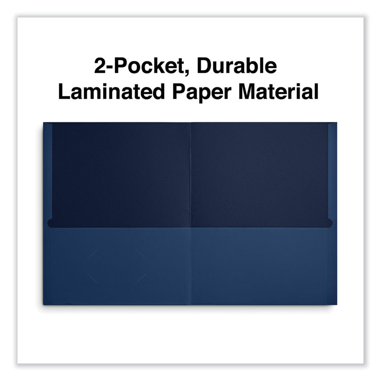 Universal Two-Pocket Portfolio, Embossed Leather Grain Paper, 11 x 8.5, Dark Blue, 25/Box (UNV56638)
