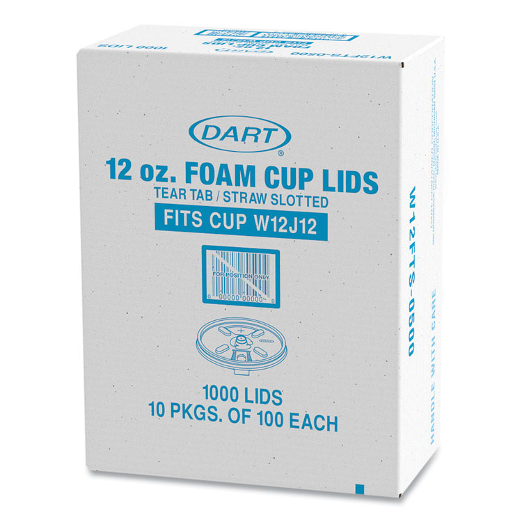 Dart Lids for Foam Cups and Containers, Fits 12 oz Cups, Translucent, 1,000/Carton (DCCW12FTS)