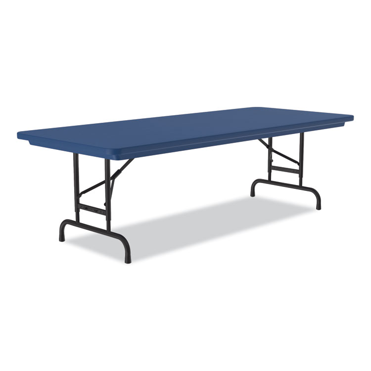 Correll Adjustable Folding Tables, Rectangular, 72" x 30" x 22" to 32", Blue Top, Black Legs, 4/Pallet (CRLRA3072274P)