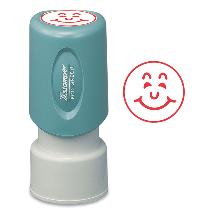 Xstamper Specialty Stamp, Smiley Face, 0.63 dia, Red (COS036000)
