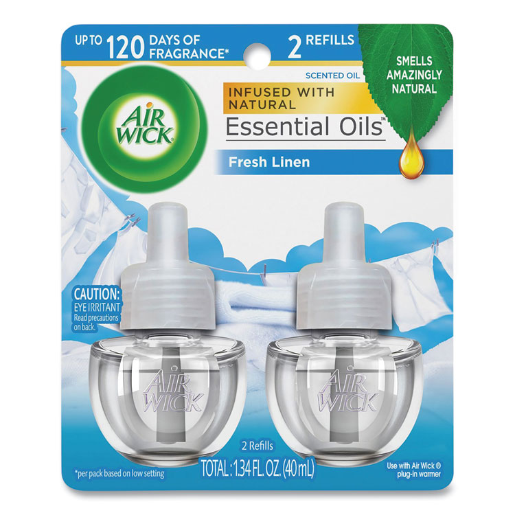 Air Wick Scented Oil Twin Refill, Fresh Linen, 0.67 oz, 2/Pack, 6/Carton (RAC82291)