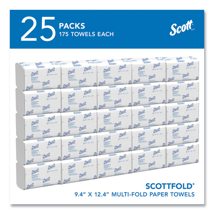 Scott Pro Scottfold Towels, 1-Ply, 9.4 x 12.4, White, 175 Towels/Pack, 25 Packs/Carton (KCC01980)