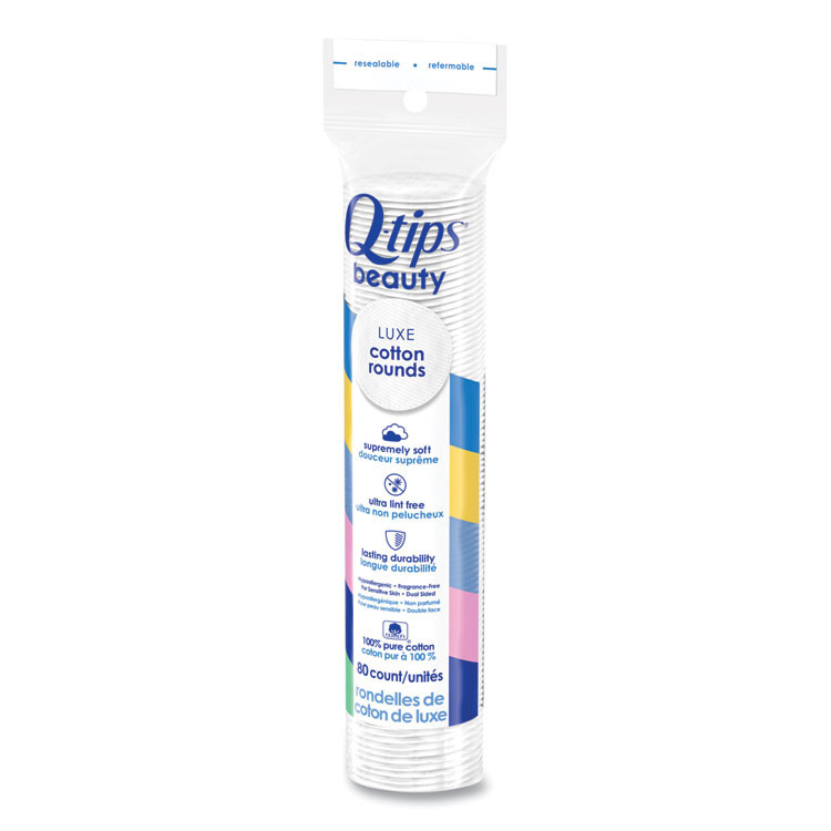 Q-tips Beauty Rounds, 80 Count, 12 Packs/Carton (UNI030521004573)