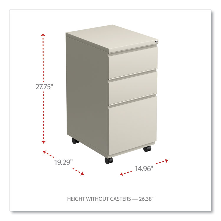 Alera File Pedestal with Full-Length Pull, Left or Right, 3-Drawers: Box/Box/File, Legal/Letter, Putty, 14.96" x 19.29" x 27.75" (ALEPBBBFPY)
