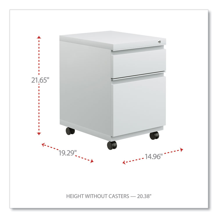 Alera File Pedestal with Full-Length Pull, Left or Right, 2-Drawers: Box/File, Legal/Letter, Light Gray, 14.96" x 19.29" x 21.65" (ALEPBBFLG)