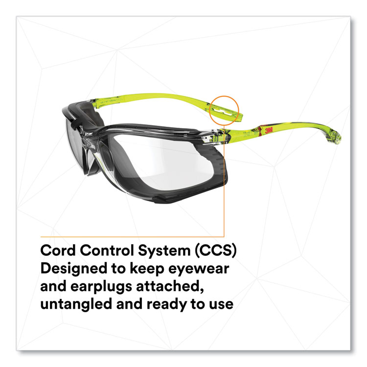 3M Solus CCS Series Protective Eyewear, Green Plastic Frame, Clear Polycarbonate Lens (MMMSCCS01SGAFGR)