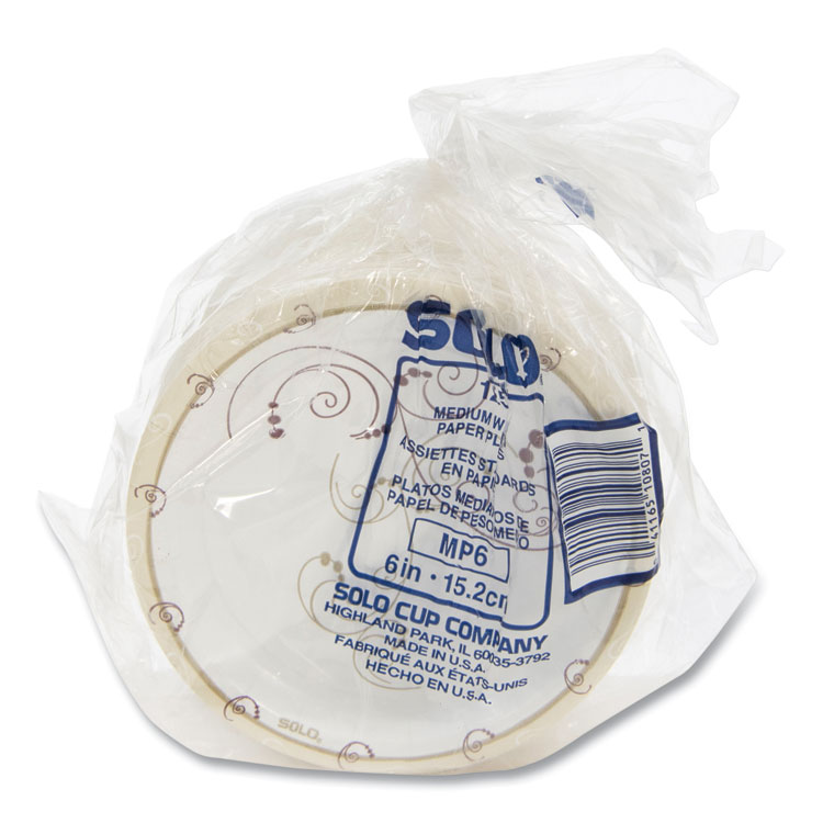 SOLO Symphony Paper Dinnerware, Mediumweight Plate, 6" dia, Tan, 125/Pack (SCCMP6J8001PK)