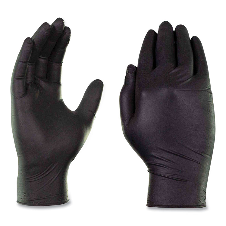 GloveWorks by AMMEX Nitrile Exam Gloves, Powder-Free, 6 mil, Large, Black, 100 Gloves/Box, 10 Boxes/Carton (AXCGWBEN46100CT)