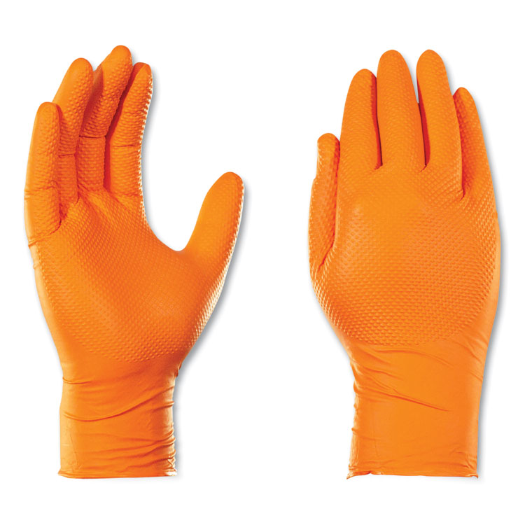 GloveWorks by AMMEX Heavy-Duty Industrial Nitrile Gloves, Powder-Free, 8 mil, X-Large, Orange, 100 Gloves/Box, 10 Boxes/Carton (AXCGWON48100CT)