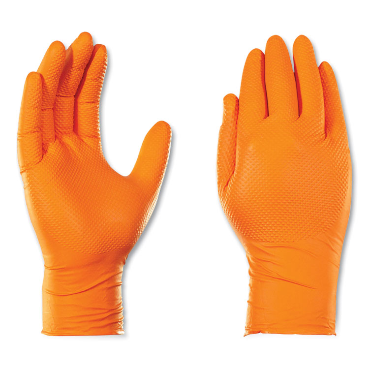 GloveWorks by AMMEX Heavy-Duty Industrial Gloves, Powder-Free, 8 mil, Large, Orange, 100 Gloves/Box, 10 Boxes/Carton (AXCGWON46100CT)