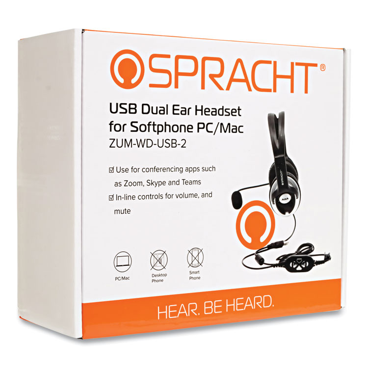 Spracht ZuM Binaural Over The Head Headset, Black/Silver (SPTZUMWDUSB2)