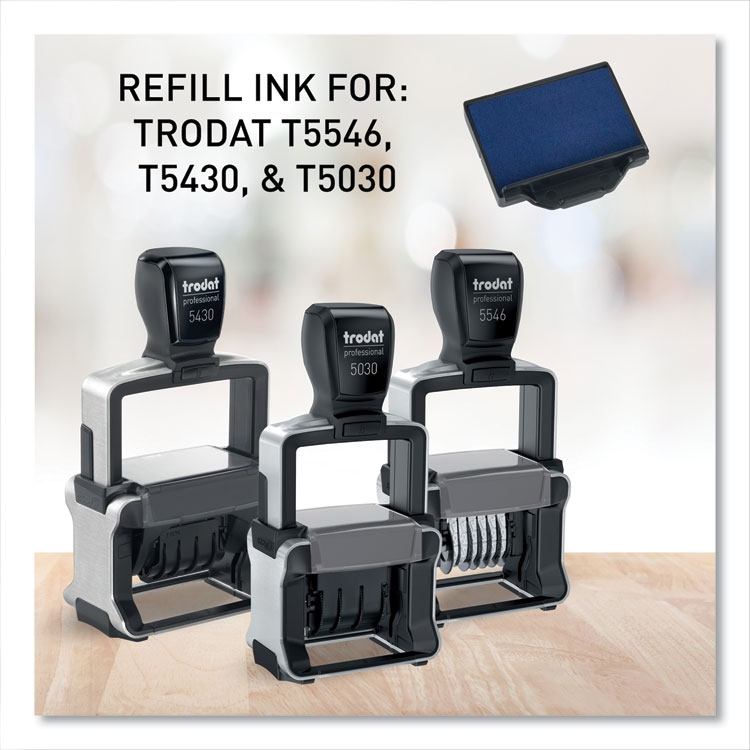 Trodat T5430 Professional Replacement Ink Pad for Trodat Custom Self-Inking Stamps, 1" x 1.63", Blue (USSP5430BL)