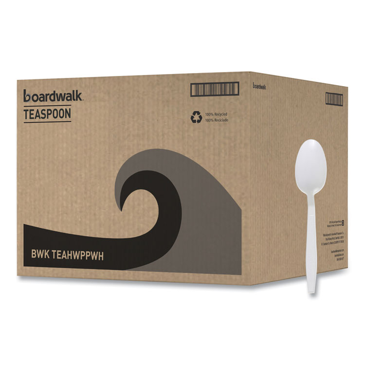 Boardwalk Heavyweight Polypropylene Cutlery, Spoon, Plastic, White, 1,000/Carton (BWKTEAHWPPWH)