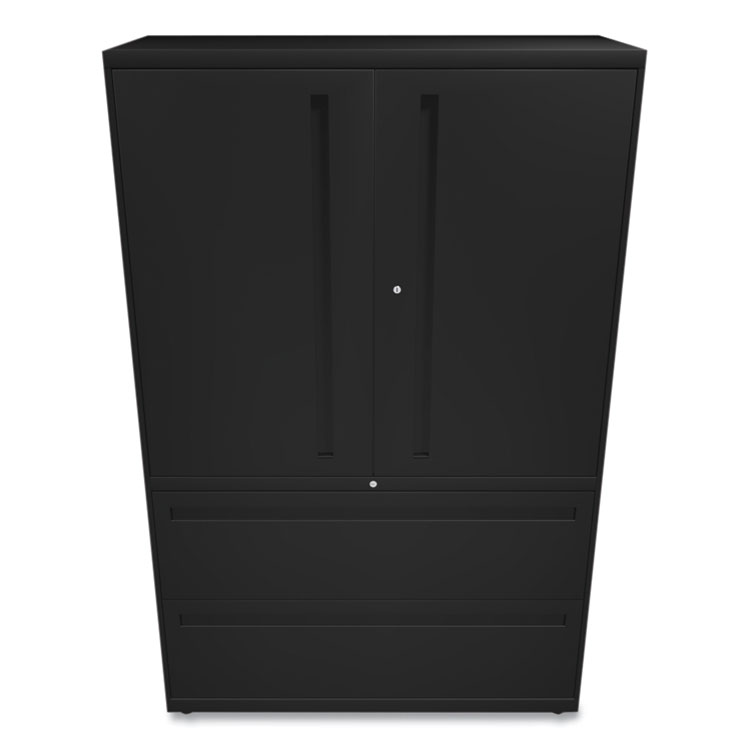 HON Brigade 700 Series Lateral File, Three-Shelf Enclosed Storage, 2 Legal/Letter-Size File Drawers, Black, 42" x 18" x 64.25" (HON795LSP)