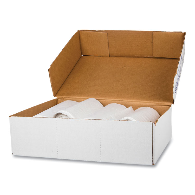 Inteplast Group High-Density Commercial Can Liners, 10 gal, 5 mic, 24" x 24", Natural, Perforated Roll, 50 Bags/Roll, 20 Rolls/Carton (IBSEC2424N)