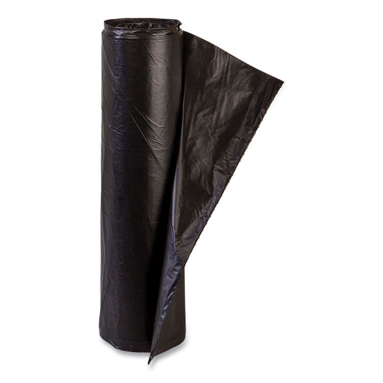 Inteplast Group High-Density Commercial Can Liners, 16 gal, 6 mic, 24" x 33", Black, Perforated Roll, 50 Bags/Roll, 20 Rolls/Carton (IBSEC243306K)