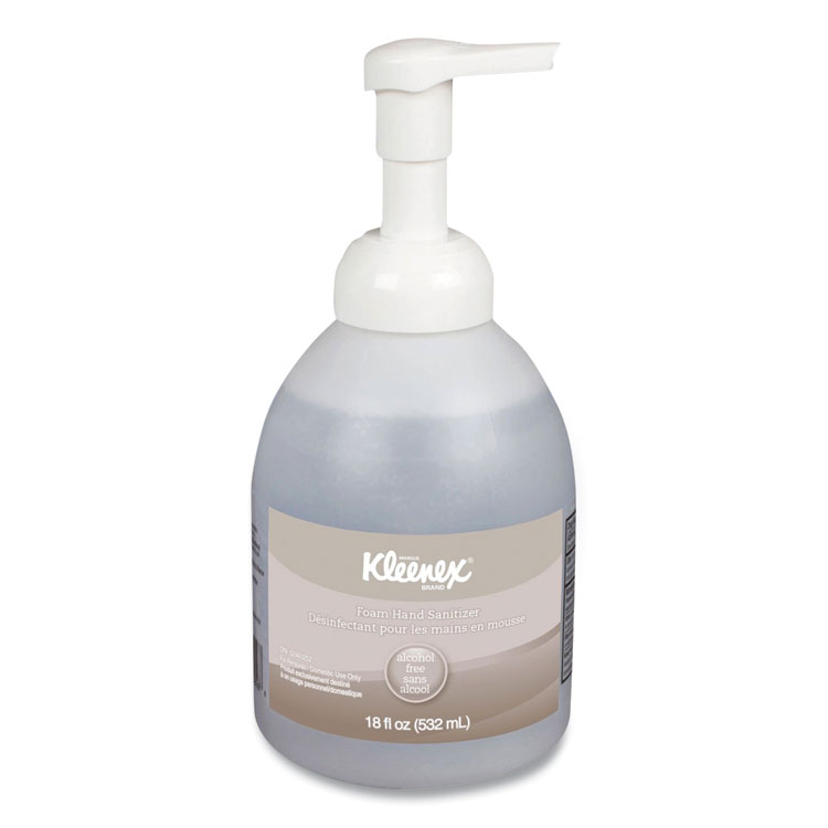 Kleenex Alcohol-Free Foam Hand Sanitizer, 18 oz Pump Bottle, Fragrance-Free, 4/Carton (KCC45827CT)