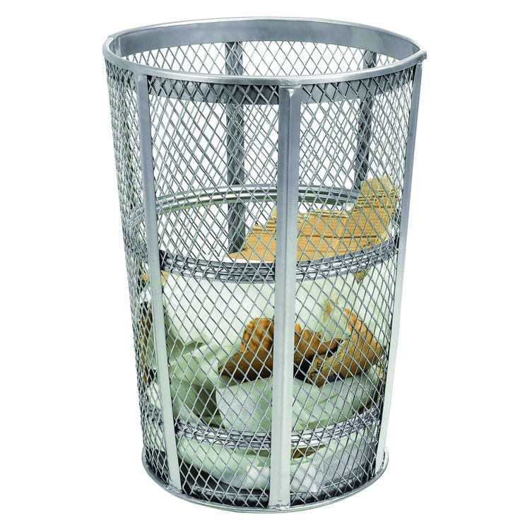 Global Industrial Steel Mesh Corrosion Resistant Trash Can, 48 gal, Silver (GBE237633)