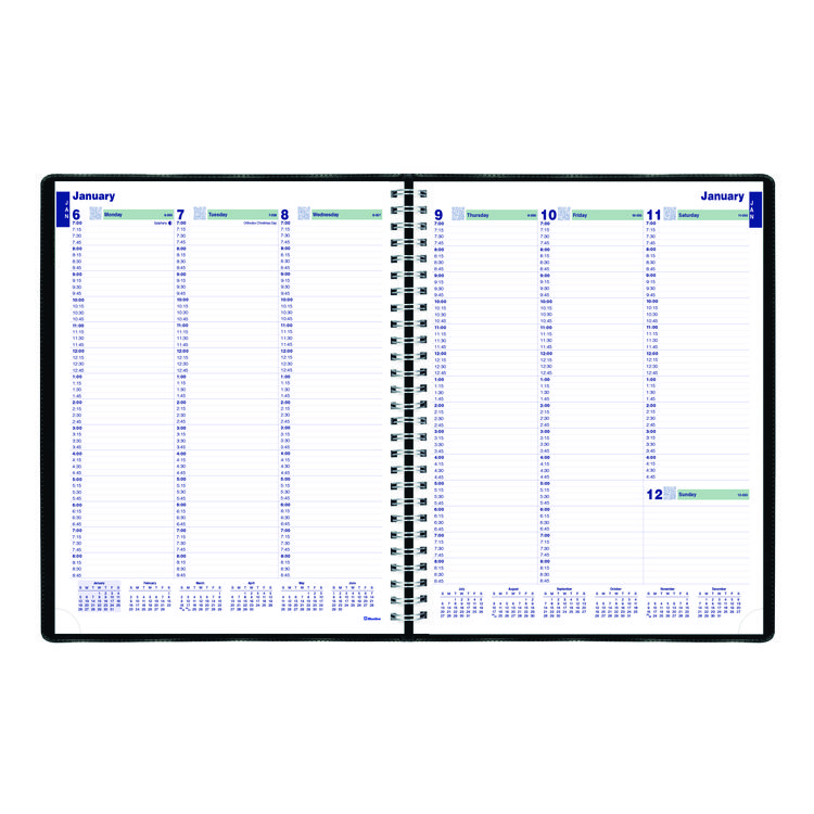 Blueline Plan and Link Weekly Appointment Planner, 11" x 9.06", Black Cover, 12-Month (Jan to Dec): 2025 (REDC595081T)