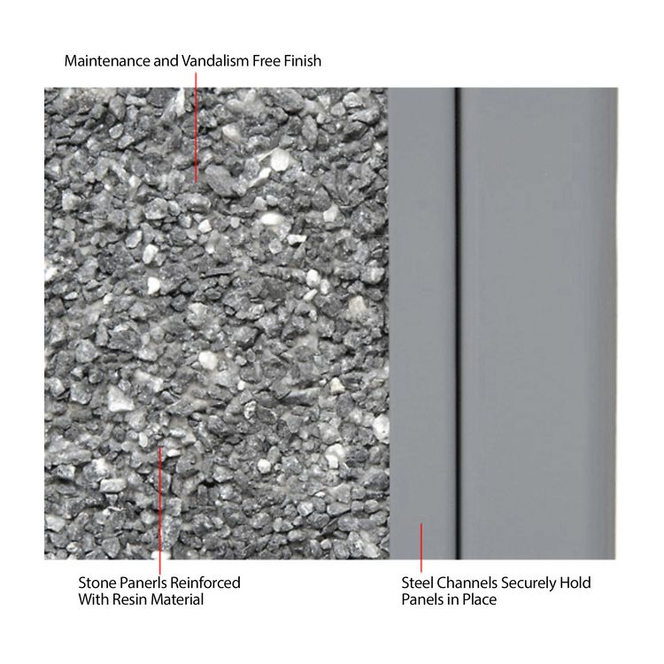 Global Industrial Stone Panel All Weather Trash Receptacle Urn, 24 gal, Steel, Gray (GBE238241GY)