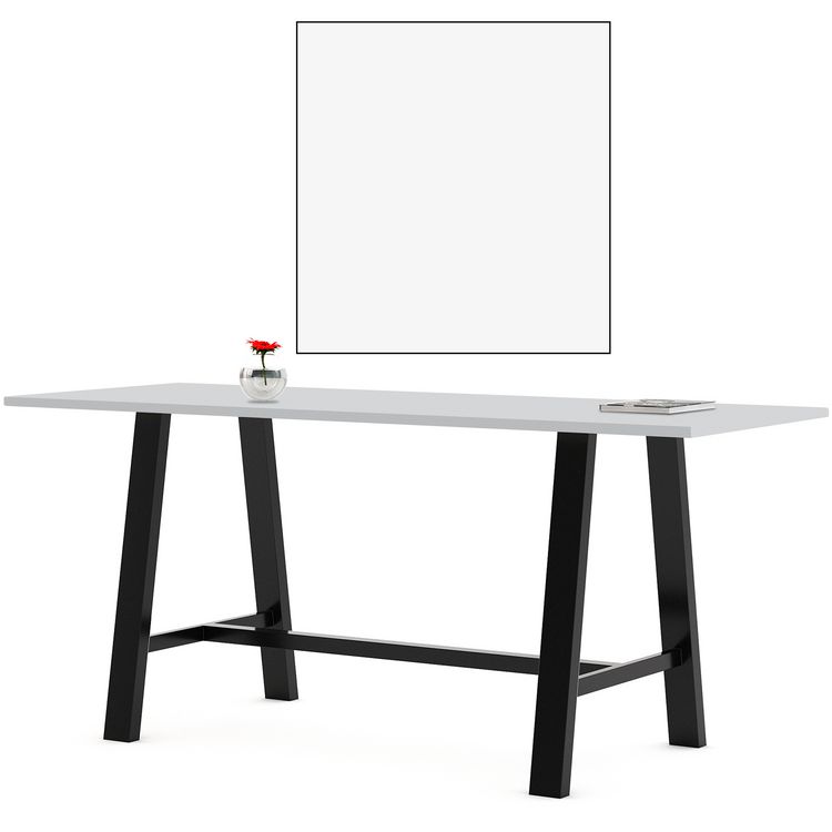 KFI Studios Midtown Bistro Dining Table with Four Yellow Kool Barstools, 36 x 72 x 41, Designer White (KFI840031900586)